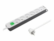 QOLTEC 50292 Listwa zasilająca 6 gniazd 1.8m Biało-szara QOLTEC