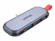 UNITEK D1070A HUB USB-C HDMI 4K 3.5mm PD 100W mobilny UNITEK