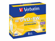 VERBATIM 43229 Verbatim DVD+RW jewel case 5 4.7GB 4x VERBATIM