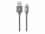 GEMBIRD CC-USB2S-AMCM-1M-BG Gembird kabel USB-C 2.0 (AM/CM) metalowe wtyki, oplot spiralny, 1m,szary metalik GEMBIRD