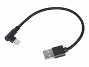 GEMBIRD CC-USB2-AMCML-0.2M Kabel USB typu C kątowy w oplocie tekstylnym 0.2m czarny GEMBIRD