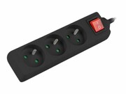 LANBERG PS1-03E-0150-BK Lanberg Listwa Zasilająca 1.5M Czarna 3X 230V PL Z Wyłącznikiem, Kabel z Miedzi LANBERG