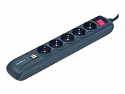 ENERGENIE SPG5-U2-5 Energenie listwa zasilająca z USB 5 gniazd + 2x USB 2A 1.5m czarna GEMBIRD