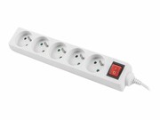 LANBERG PS1-05E-0150-W Lanberg Listwa Zasilająca 1.5M Biała 5X 230V PL Z Wyłącznikiem, Kabel z Miedzi LANBERG