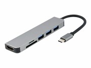 GEMBIRD A-CM-COMBO6-02 Wieloportowy Adapter USB Type C 6w1 Hub + HDMI + czytnik kart GEMBIRD