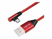 LOGILINK CU0149 LOGILINK - Kabel USB 2.0 kątowy 90 USB-A m do micro-USB m, czerwony 0,3m LOGILINK