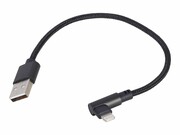 GEMBIRD CC-USB2-AMLML-0.2M Kabel USB - do 8 pin kątowy w oplocie tekstylnym 0.2m czarny GEMBIRD