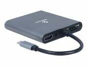 GEMBIRD A-CM-COMBO6-01 Multi Port Adapter USB Type C 6in1 Hub3.1 HDMI VGA PD card reader stereo audio space grey GEMBIRD