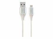 GEMBIRD CC-USB2B-AMmBM-1M-BW2 Gembird premium kabel micro USB 2.0 AM-MBM5P(metalowe wtyki,oplot) 1m,srebrn/bia GEMBIRD