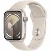 APPLE Watch 9 GPS 41mm koperta z aluminium (księżycowa poświata) + pasek sportowy rozmiar M/L (księżycowa poświata)