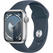 APPLE Watch 9 GPS 41mm koperta z aluminium (srebrny) + pasek sportowy rozmiar M/L (sztormowy błękit)