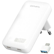 4smarts Ładowarka sieciowa FlatPlug 65W GaN Dual 2xUSB-C Biała AZFSMTLKAT07302