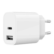 Gembird Ładowarka uniwersalna USB 2-portowa (A+C), 2.4 A, biała AZGEMUL00000042