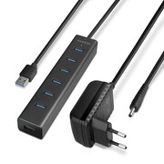 AXAGON HUE-SA7BP Hub 7-portowy USB 3.2 GEN 1 aluminum charging hub, AC adapter NUAXNUS7PHUESA7