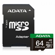 Adata Karta microSD Speed Plus 64GB UHS1 U3 V30 A2 160/140 MB/s SFADAMDG64U1C24