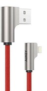 AUKEY CB-AL01 Red OEM nylonowy kabel USB - Lightning | 2m | wtyki 90 stopni | certyfikat MFi AKAUKKUACBAL01R