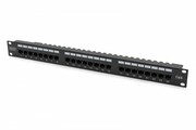 Digitus Panel krosowy (patch panel) 19'' 24x RJ45, LSA poziom, kat.6, nieekranowany, 1U, prowadnica kabli, pola opisowe, czarny NUASSPP24000003
