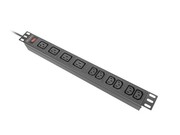 Lanberg Listwa zasilająca rack PDU 19 cali 1U 16A 2M 4X C19 6X IEC C13 C20 czarna NULAGTP00000066