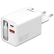 4smarts Ładowarka sieciowa Flex Jojo 65W GaN 2xUSB-C + USB-A Biała rozwijany wbudowany kabel AZFSMTL4SM00009