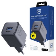 3MK Ładowarka sieciowa Hyper Charger PD 33W GaN QC4+ PPS AFC FCP SCP USB-A USB-C czarna AZ3MKTL3M008678