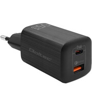 Qoltec Ładowarka sieciowa 65W GaN ULTRA | 5-20V | 2.25-3.25A | 1 x USB typ C PD | 1 x USB | Czarna AZQOLUL00050766