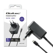 Qoltec Ładowarka Super FAST PD for Raspberry PI 4 | USB-C | 15W | 5V | 3A | Czarna AZQOLUL00051829