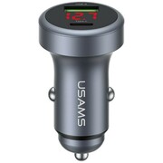 USAMS Ładowarka samochodowa 45W USB-A USB-C LED Aluminium AZUSATLUSA01685