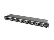 Lanberg Patch Panel 24 Port 1U Kat.5E czarny ekranowany NULAGPP24K50006