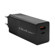 Qoltec Ładowarka GaN Power Pro | 1xUSB-C | 1xUSB | 100W | 5-20V | 1.5-5A| PD | Czarna AZQOLUL00052382