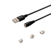 Savio Kabel magnetyczny USB - USB typ C, Micro i Lightning, czarny, 1m, CL-152 AKSAOTUSAVCL152