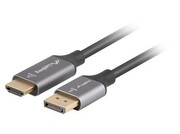 Lanberg Kabel Displayport(M)-HDMI(M)1.8M 4K czarno-srebrny AKLAGVH00000085