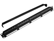 Gembird Patch Panel 24 Porty 1U 19'' Kat.6 z funkcją organizacji kabli czarny NUGEMPP24K60001