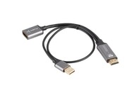 Lanberg Adapter HDMI(M)-Displayport(F)4K na kablu 20cm srebrny AKLAGHV00000017