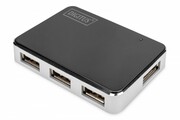 Digitus HUB/Koncentrator 4-portowy USB 2.0 HighSpeed, aktywny, czarno-srebrny NUASSUS4P01