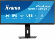 IIYAMA Monitor ProLite 34 cale XUB3493WQSU-B6 IPS,UWQHD,DP,2xHDMI,HAS,21:9,400cd, 120Hz,1000:1,1ms, USB HUBx4, 2x5W, UPIIY034XSUWQB6