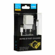 iBOX Ładowarka sieciowa C-38 PD30 CW USB-C, kabel ASIBXLUC38CW000