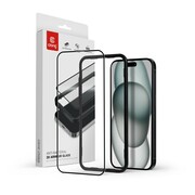 CRONG Szkło hartowane Anti-Bacterial 3D Armour Glass 9H na cały ekran iPhone 16 / iPhone 15 z ramką instalacyjną ATCOGAPOCRG1500