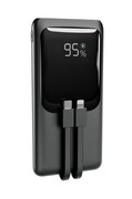 Gembird PowerBank 10000mAh ze zintegrowanymi kablami, LCD, QC3.0 20W, czarny AZGEMUAP1000002
