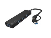 Natec Hub USB-C 4 porty Mayfly czarny + adapter USB-A NUNATUS4P000018