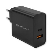 Qoltec Ładowarka Super Quick PD | 1xUSB-C | 1xUSB | 90W | 5-20V | 2.4-4.35A | Czarna AZQOLUL00052381