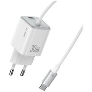 USAMS Ładowarka sieciowa JC Series CC264 30W GaN Fast Charge wbudowany kabel USB-C biała AZUSATLUSA01581