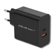Qoltec Ładowarka sieciowa | 63W | 5-20V | 1.5-3A | USB typ C PD | USB QC 3.0 | Czarna AZQOLUL00051716
