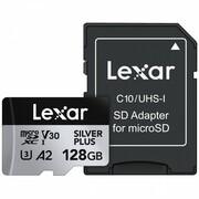 Lexar Karta pamięci microSD 128GB C10 A2 U3 V30 205/150MB/s Silver Plus SFLXRMD128SIPL1