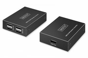 Digitus Przedłużacz (extender) po skrętce kat.6 USB 2.0 do 150m, 4x USB-A do 480 Mbps, 1x RJ45 (Gigabit Ethernet) - zestaw (odbiornik/nadajnik) AKASSPU00000017