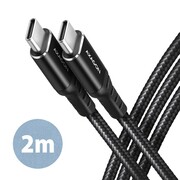 AXAGON BUCM-CM20AB Kabel USB-C - USB-C 2.0, 2m, PD 60W, 3A, ALU, oplot Czarny AKAXNTUCMCM20AB