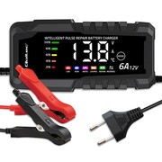 Qoltec Mikroprocesorowa ładowarka 12V 6A | Prostownik z funkcją naprawy do akumulatora AGM GEL LiFePO4 | LCD AZQOLUAY0052494