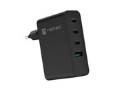Natec Ładowarka sieciowa Ribera GAN 3xUSB-C + 1x USB-A 100W czarna AZNATUL00000024