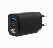 Gembird Ładowarka GaN 1xUSB-A 1xUSB-C LCD 30W PD QC3.0 czarna AZGEMUL00000035