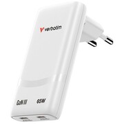 Verbatim Ładowarka Fold n GO GaN 65W 2xUSB-C PD 3.0 PPS biała AZVRBUL00032355