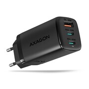 AXAGON ACU-DPQ65 Ładowarka sieciowa, GaN 65W, 3x port (USB-A + dual USB-C), PD3.0/QC4+/PPS/Apple, czarna AZAXNLSACUDPQ65